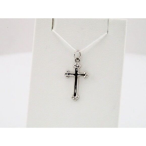 14K White 17x11 mm Cross Pendant